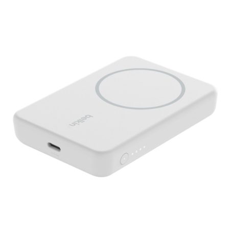 Belkin BoostCharge Magnetic Wireless Power Bank with Stand (5,000mAh, White)
