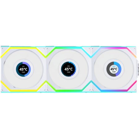 Lian Li 120mm UNI FAN SL Wireless LCD ARGB Reverse Blade Case Fan (White, 3-Pack)